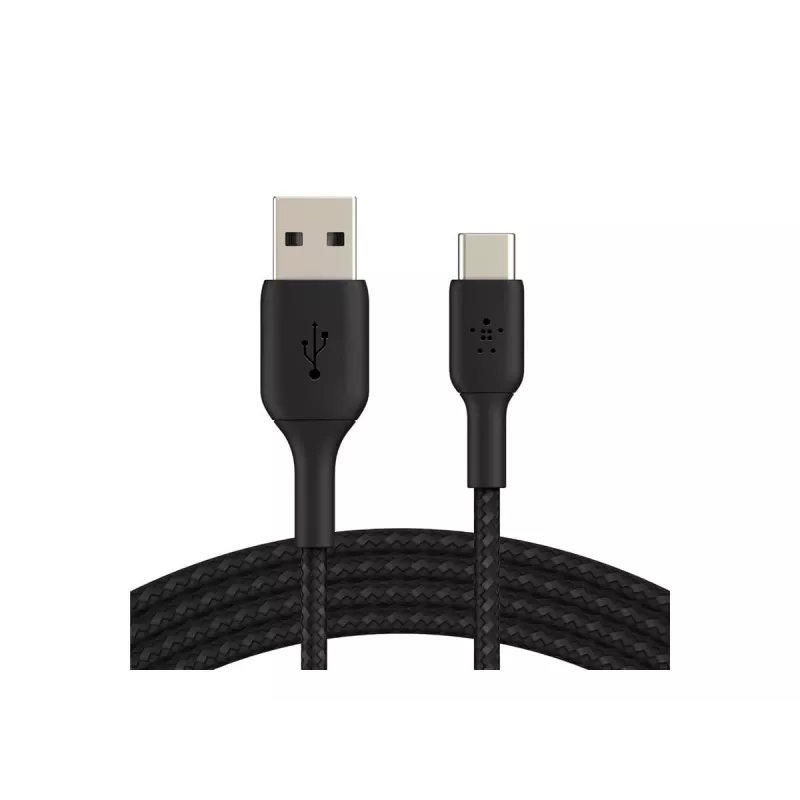 Geflochtenes USB-C auf USB-A Kabel 3m Schwarz
