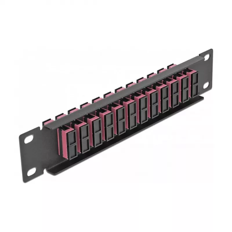 Glasfaser-Patchpanel DeLOCK 10 Zoll 12 Port SC Duplex Violett 1U Schwarz