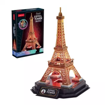 3D Puzzle Cubicfun Eiffelturm Nacht Edition LED von cubicfun Modell 306-L534H – beleuchtetes architektonisches 3D-Puzzle