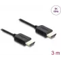 HDMI-Kabel DELOCK 81683 — 3 m, HDMI Typ A Stecker auf Stecker, 48 Gbit/s, bis zu 7680×4320, vergoldete Kontakte, schwarz