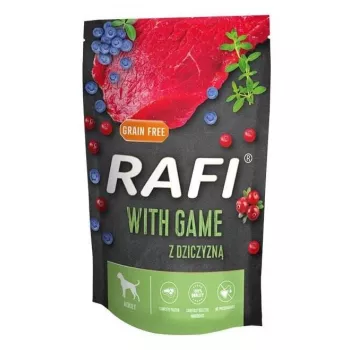 Nassfutter Dolina Noteci Rafi Game 500 g — Hirsch, erwachsene Hunde, Einzelbeutel