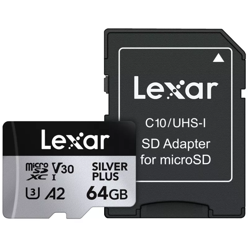 MicroSD-Karte Lexar 64 GB UHS-I Klasse 3 SILVER PLUS