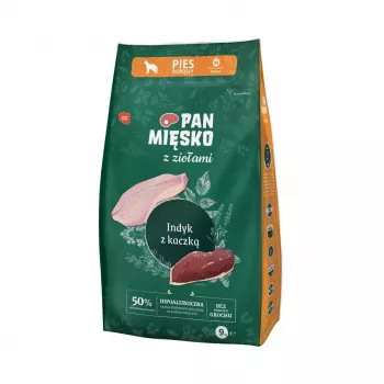 Trockenfutter für Hunde Pan Miesko Truthahn & Ente 9 kg, Adult, Protein 30 %, Fett 20 %, gluten- und sojafrei