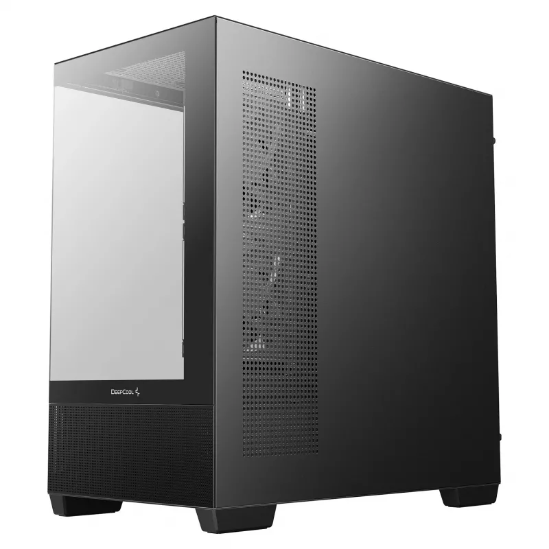 PC Midi Tower DeepCool CG380 3F – Schwarz, 235×437×451 mm, unterstützt 2x120 mm Seiten- + 1x120 mm Rücklüfter, Netzteil unten, 2,5-Zoll-/3,5-Zoll-HDD
