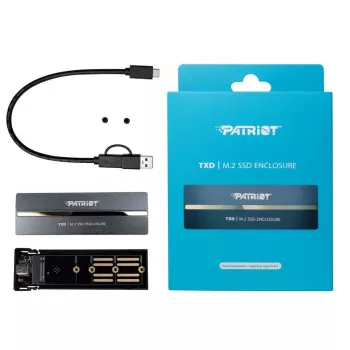 Externes NVMe-M.2-PCIe-SSD-Gehäuse PATRIOT PV810UPNGM – USB-C 3.2 Gen 2, unterstützt 2230/2242/2260/2280, bis zu 8 TB, Aluminium, grau