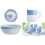 Glass Henkelbecher Esmeyer BRUSH 0.25 l, blau gestreiftes Dekor