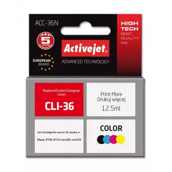 Activejet ACC-36N Tintenpatrone (Ersatz für Canon CLI-36; Supreme; 12,5 ml; Farbe)