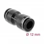 Pneumatischer Steckverbinder DELOCK 12 mm gerade, Innengewinde, Metall-/Kunststoffkörper, Länge 48,5 mm, schwarz