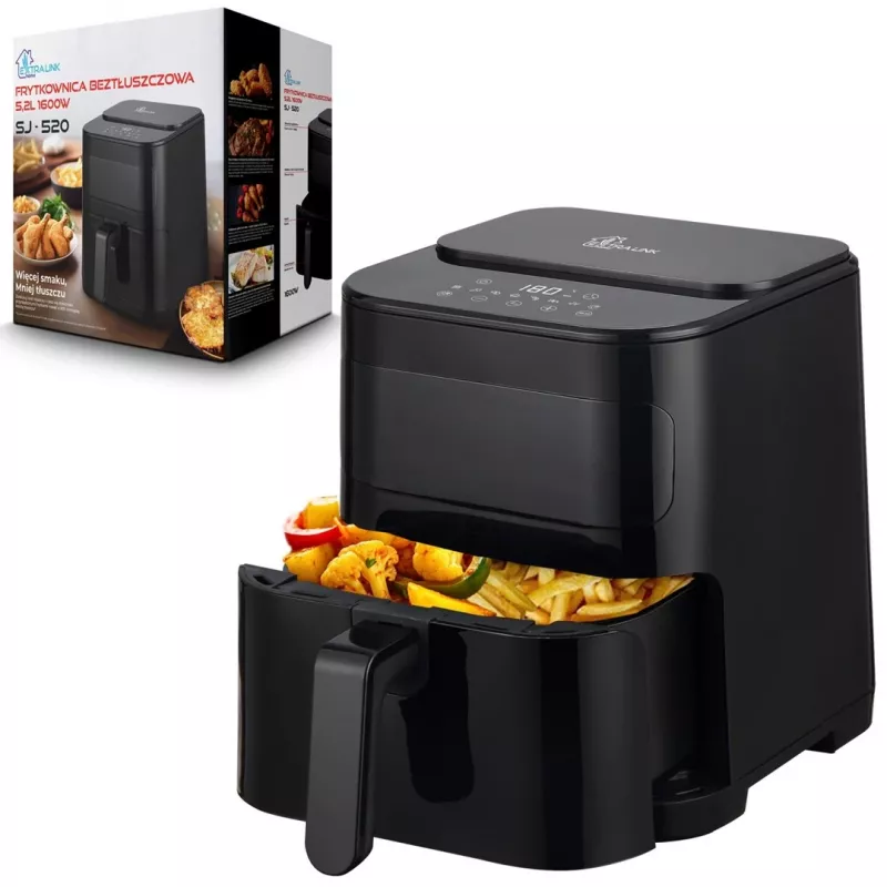 Extralink HOME AIR 5.2L EU SJ-520 Fritteuse Einzeln 1600 W Heißluftfritteuse Schwarz