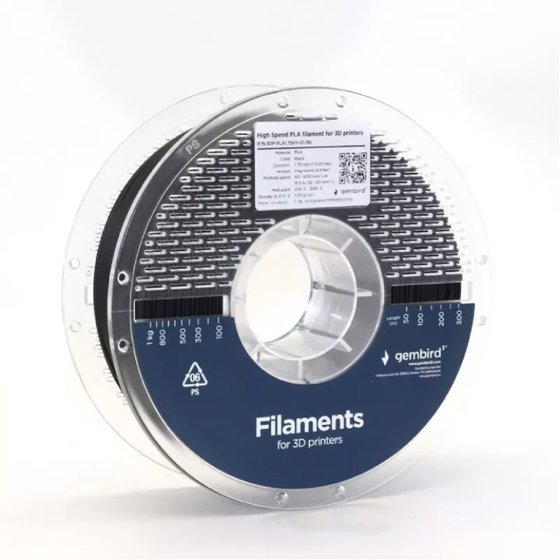 3D-Druck-Filament Gembird PLA 1,75 mm Schwarz 1 kg Spule