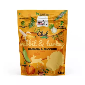 Trockenfutter für Hunde SYTA MICHA Chef Kaninchen mit Truthahn junior 1,5 kg — Trockenfutter für Welpen, 28 % Protein, 14 % Fett