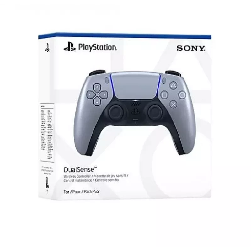 Kabelloser Gamepad Sony DualSense für PlayStation 5 — eingebauter Li-Ion-Akku, Gyro, haptische Vibration, Lautsprecher, 3,5-mm-Klinke, Silber