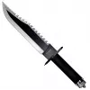 Feststehendes Überlebensmesser Cinema Classic CC-H2 — 400 mm Gesamtlänge, 250 mm Stahlklinge, glatt und gezahnt, schwarzer Griff, inklusive Lederscheide