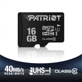 MicroSDHC-Speicherkarte PATRIOT PSF16GMDC10 — 16 GB, Class 10, UHS-I (U1), 80 MB/s, schwarz