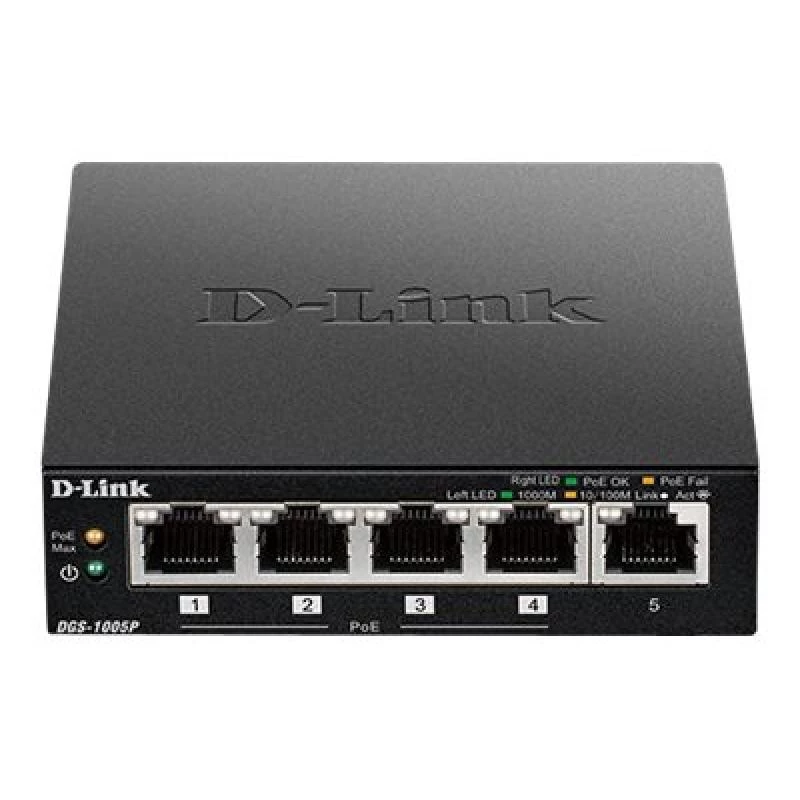 D-Link DGS-1005P/E Netzwerk-Switch Unmanaged Gigabit Ethernet (10/100/1000) Power over Ethernet (PoE) Schwarz