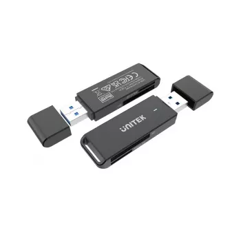 Kartenleser Unitek Y-9327A USB 3.2 Gen 1 Typ-A — MicroSD/SD, 2 Steckplätze, 5000 Mbit/s, schwarz
