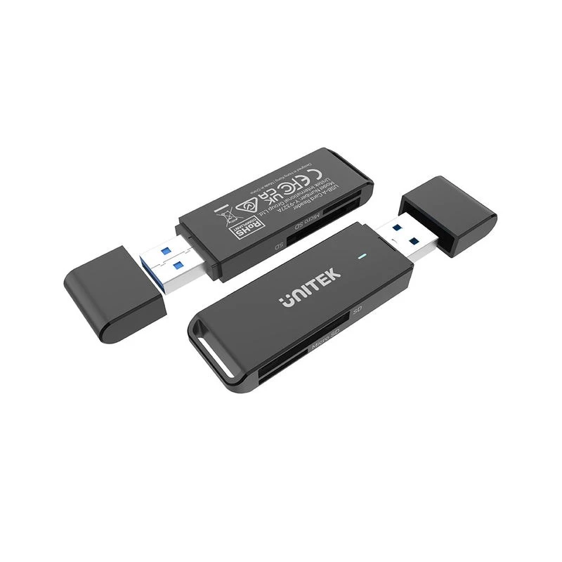 Kartenleser Unitek Y-9327A USB 3.2 Gen 1 Typ-A — MicroSD/SD, 2 Steckplätze, 5000 Mbit/s, schwarz