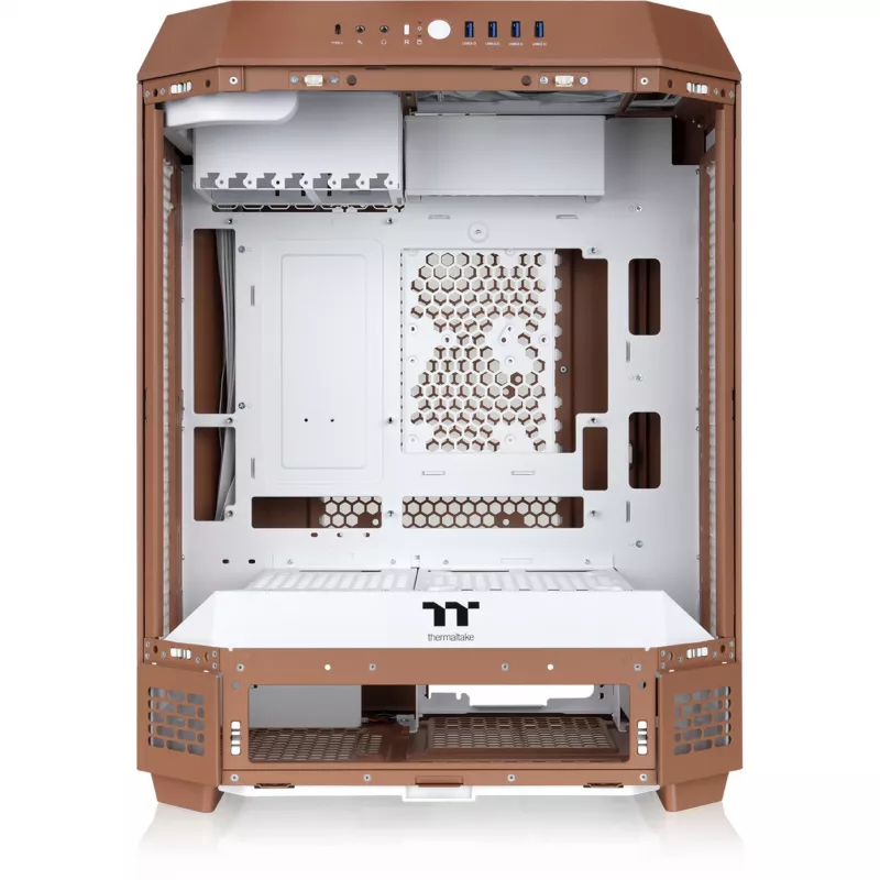 PC-Gehäuse Thermaltake The Tower 600 Midi-Tower Mokka — ATX/Micro-ATX/Mini-ITX, gehärtetes Glas, 1x 3,5 Zoll + 2x 2,5 Zoll, 4x USB 3.2
