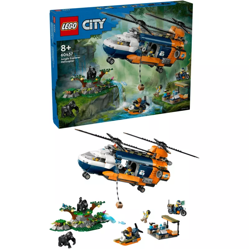 LEGO City 60437 Dschungel-Explorer-Hubschrauber im Basislager