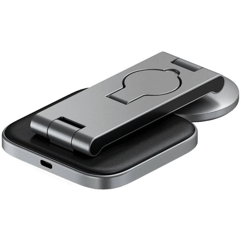 SATECHI 3-in-1 faltbare Qi2 kabellose Ladestation (Space Grau) mit Typ A-, C-, G-Steckern