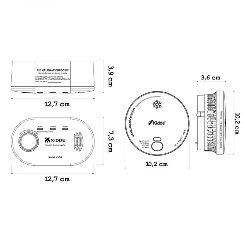 Kohlenmonoxidmelder K5CO + Rauchmelder 2030-DSR3 KIDDE