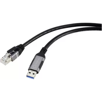 Renkforce USB, Netzwerkadapterkabel [1x USB 3.2 Gen 1 Stecker A (USB 3.0) - 1x RJ45-Stecker] 5,00 m Aluminium-Stecker (RF-6055786)