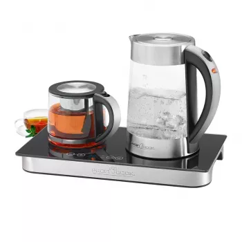 ProfiCook PC-TKS 1056 Wasserkocher 1,7 L Schwarz, Edelstahl, Transparent