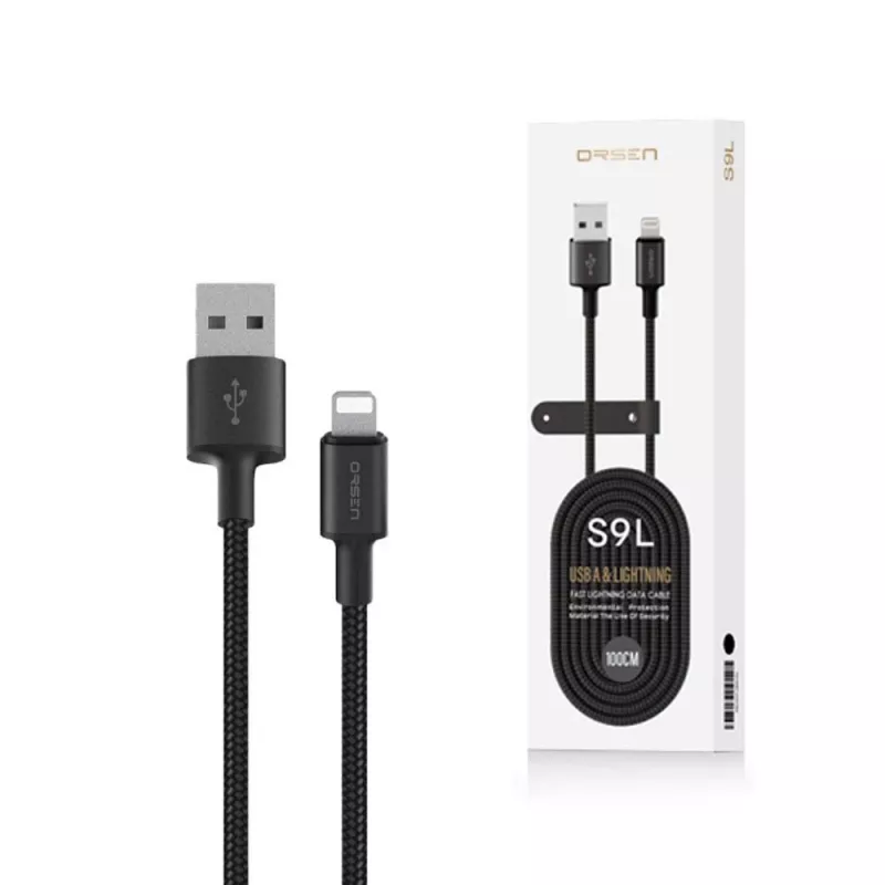 USB-A auf Lightning Kabel Orsen S9L 1 m 2,1A — schwarz