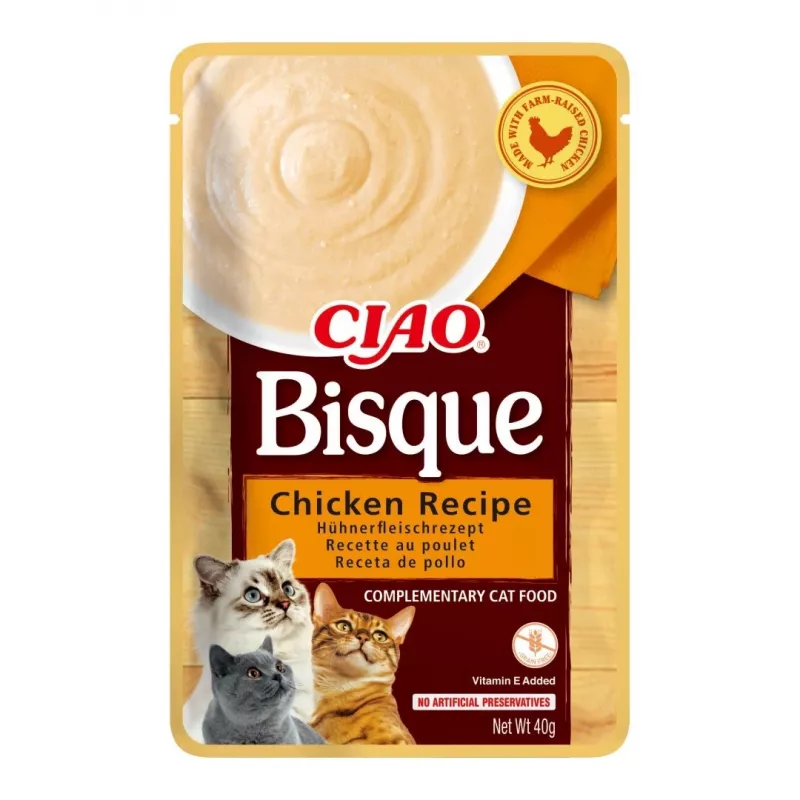 INABA Ciao Bisque cremige Suppe für Katzen, Huhn, Rind und Fisch, 10 x 40 g