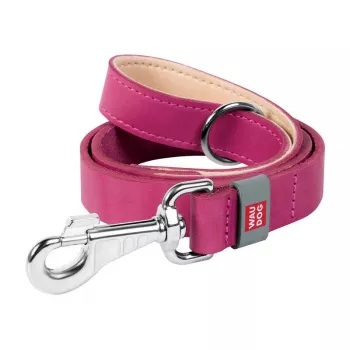 WAUDOG Hundeleine aus Naturleder, 25 mm breit, 122 cm lang, pink