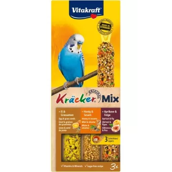 Vogelleckerli Vitakraft Kräcker Zylinder 80 g ×3 – Snack mit Getreidegeschmack für Vögel