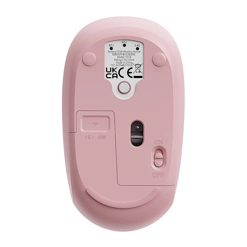 Kabellose Maus Baseus F01B Tri-Mode 2.4G BT5.0 1600 DPI (pink)
