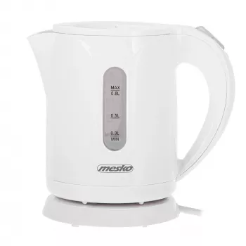 Mesko Wasserkocher | MS 1376 | Elektrisch | 850 W | 0,8 L | Kunststoff | 360°-Drehsockel | Weiß