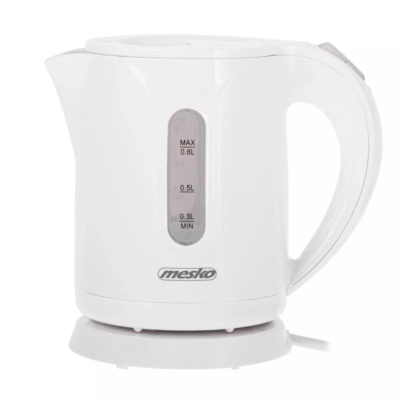 Mesko Wasserkocher | MS 1376 | Elektrisch | 850 W | 0,8 L | Kunststoff | 360°-Drehsockel | Weiß