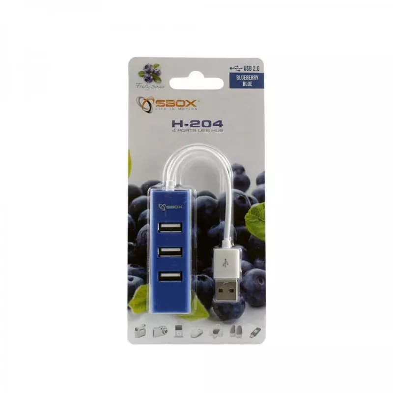 Sbox H-204 USB 4-Port USB-HUB Blaubeerblau