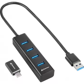 Sharkoon Interface Hub USB 3.2 Gen 1 (3.1 Gen 1) Type-C 5000 Mbit/s Schwarz