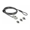 Kabelschloss DELOCK 20677 — Kombinations-Laptop-Sicherheitskabel 2 m, Ø 4,4 mm, schwarz/silber