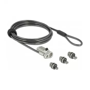 Kabelschloss DELOCK 20677 — Kombinations-Laptop-Sicherheitskabel 2 m, Ø 4,4 mm, schwarz/silber