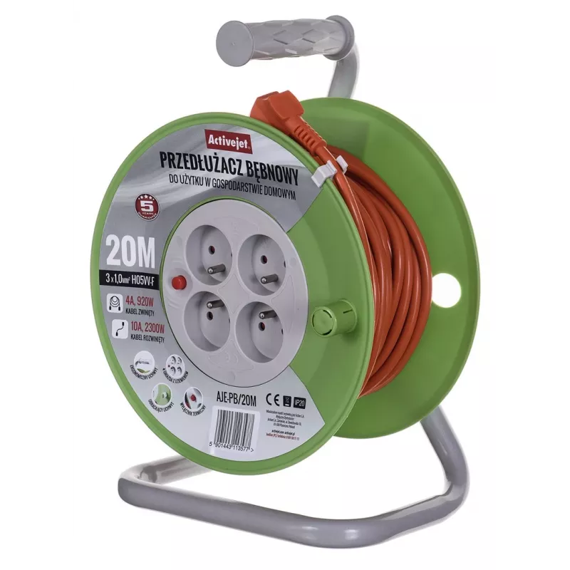 Activejet AJE-PB/20M Kabeltrommel-Verlängerungskabel 20 m
