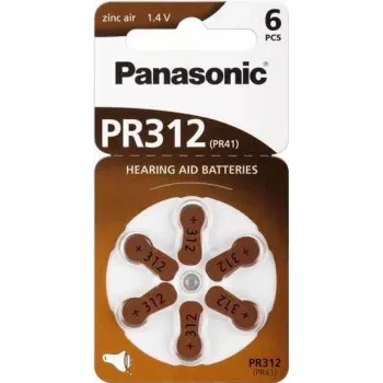 Hörgerätebatterien Panasonic PR 312 Zink-Luft 170 mAh — 6er-Pack