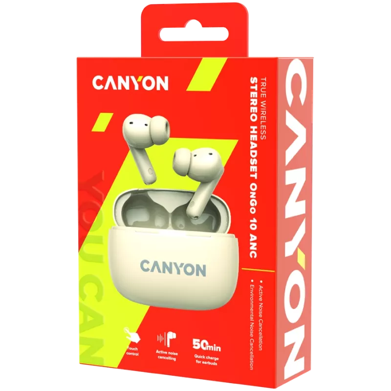 Canyon CNS-TWS10BG Kopfhörer und Headset True Wireless Stereo (TWS) In-Ear für Anrufe/Musik/Sport/Alltag USB Typ-C Bluetooth Beige (CNS-TWS10BG)