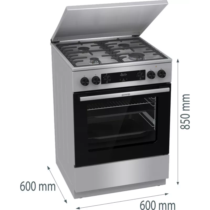 Gorenje GKS6C71XF Freistehender Herd mit Backofen Silber