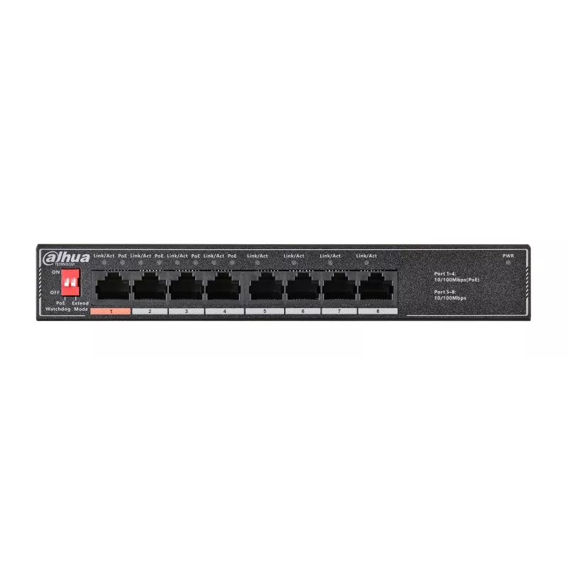 Dahua Technology PoE SF1008LP Unmanaged L2 Fast Ethernet (10/100) Power over Ethernet (PoE) Schwarz