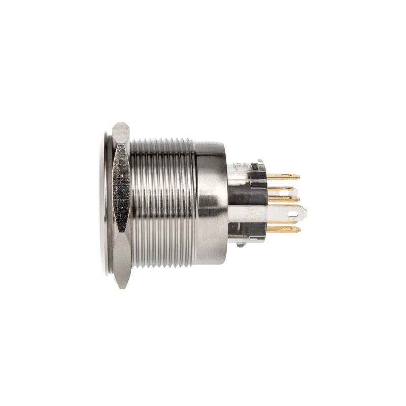 Vandalensicherer Drucktastenschalter DimasTech PD197 25 mm Silverline-Ring