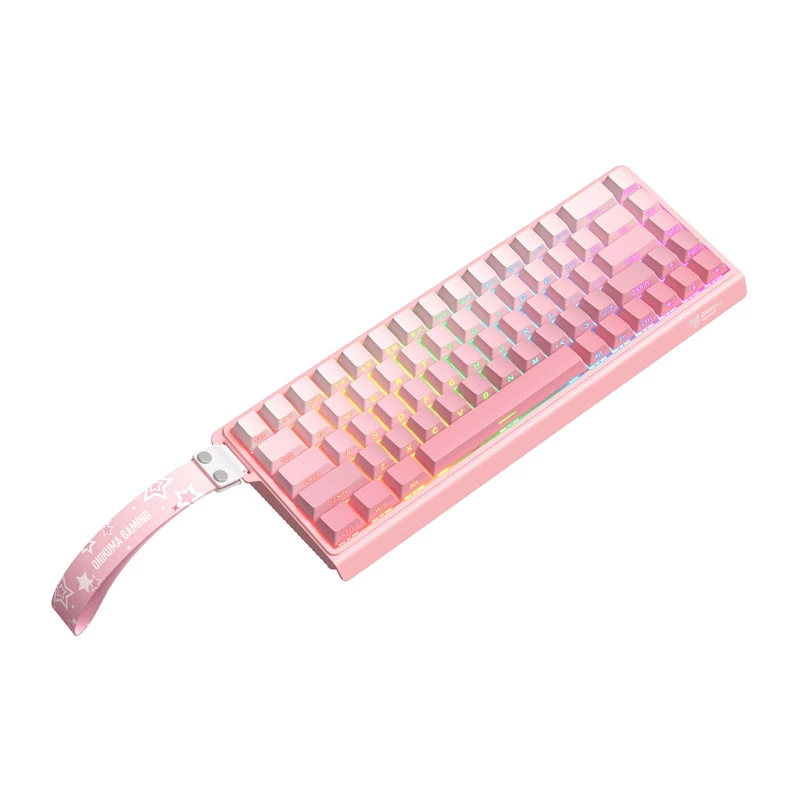 Kabelgebundene Gaming-Tastatur Onikuma G69 — pink, USB-Anschluss, Full-Size-Layout