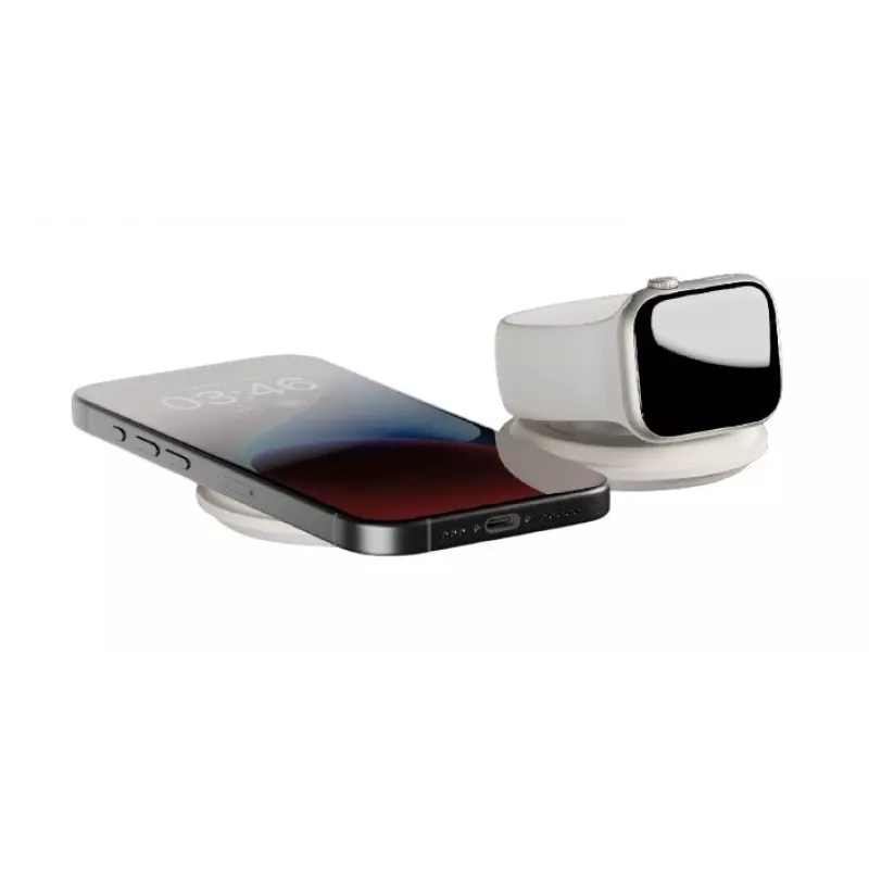 Indoor 2-in-1 Wireless Charger native union Voyage 2-In-1 Wireless Charger Sandstone USB smartphone compatibility light Grau