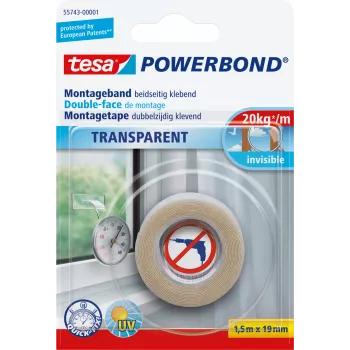 Montageband Tesa Powerbond TRANSPARENT 1,5 m 19 mm