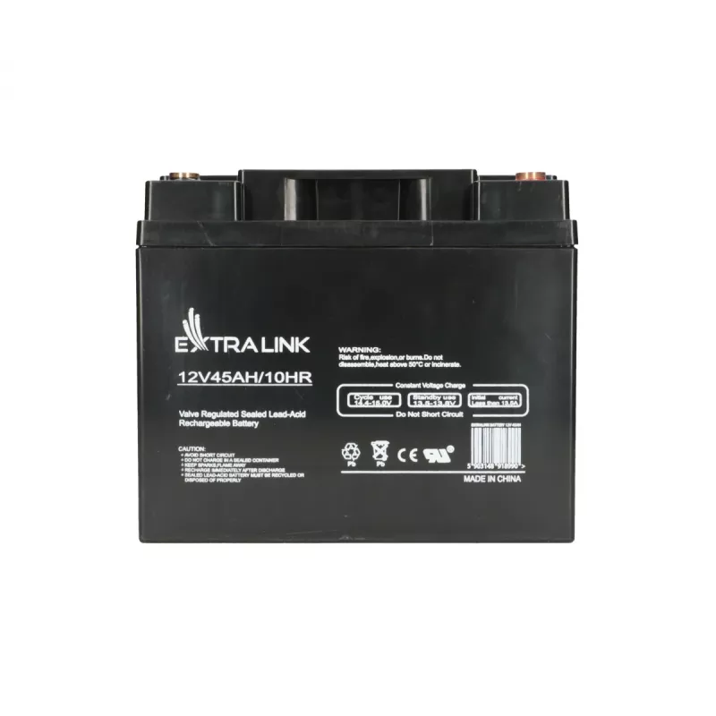 USV-Batterie Extralink Accumulator AGM 12V 45Ah — Geschlossene Blei-Säure (VRLA), 1 Stück, schwarz