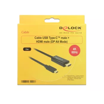 Video-Kabeladapter DeLOCK 85291 USB Type-C HDMI 2 m Schwarz