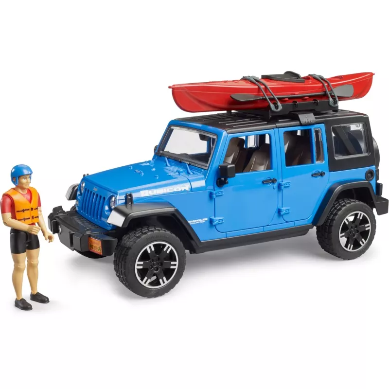 Spielzeugmodellfahrzeug BRUDER Jeep Wrangler Rubicon Unlimited mit Kajak und Figur BR-02529